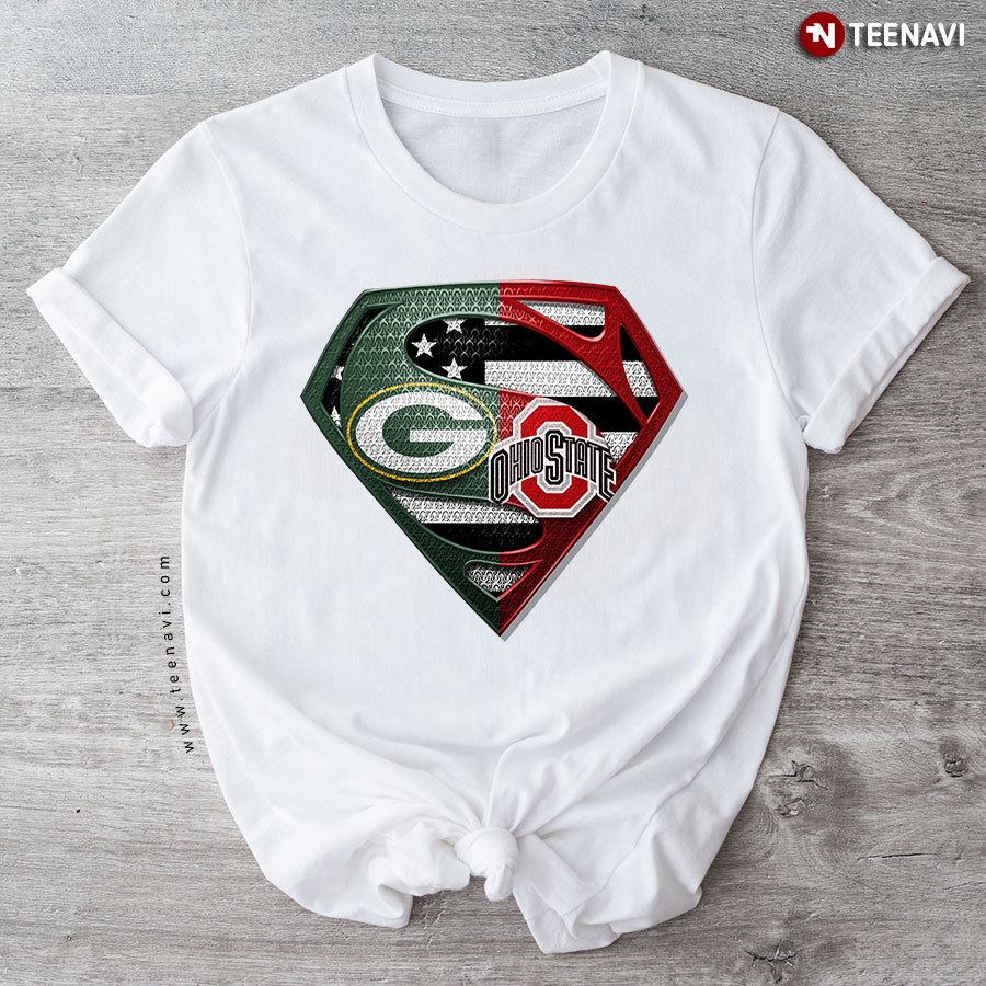 Green Bay Packers And Ohio State Buckeyes Superman T-Shirt