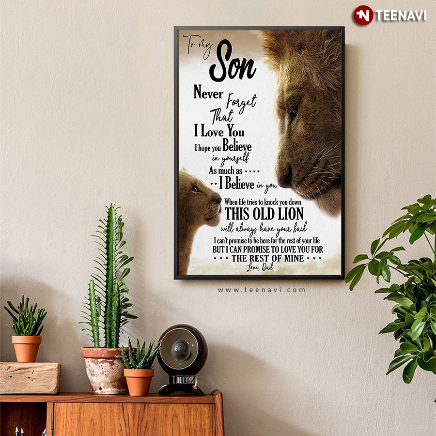 Vintage Metal Tin Sign Poster Lion canvas poster to my son never forget that i love you believe in yourself this old lion love your Mom 8x12 inch