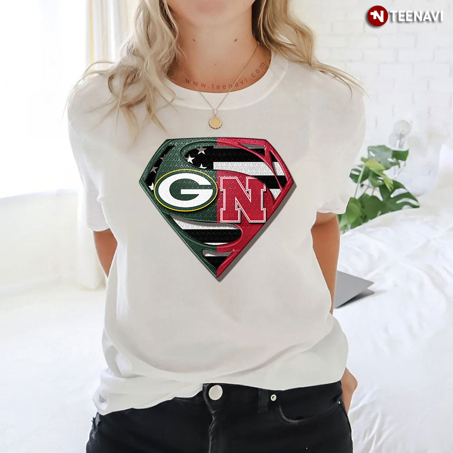 Green Bay Packers And Nebraska Cornhuskers Superman T-Shirt
