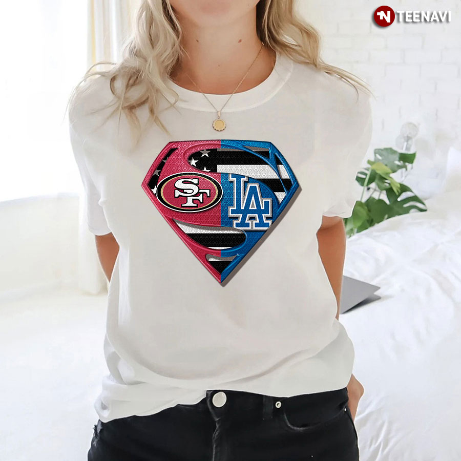 San Francisco 49ers And Los Angeles Dodgers Superman T-Shirt