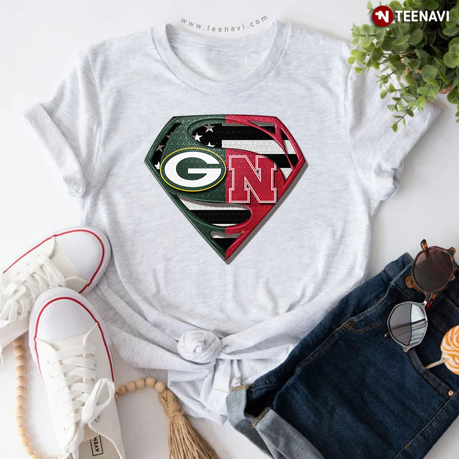 Green Bay Packers And Nebraska Cornhuskers Superman T-Shirt