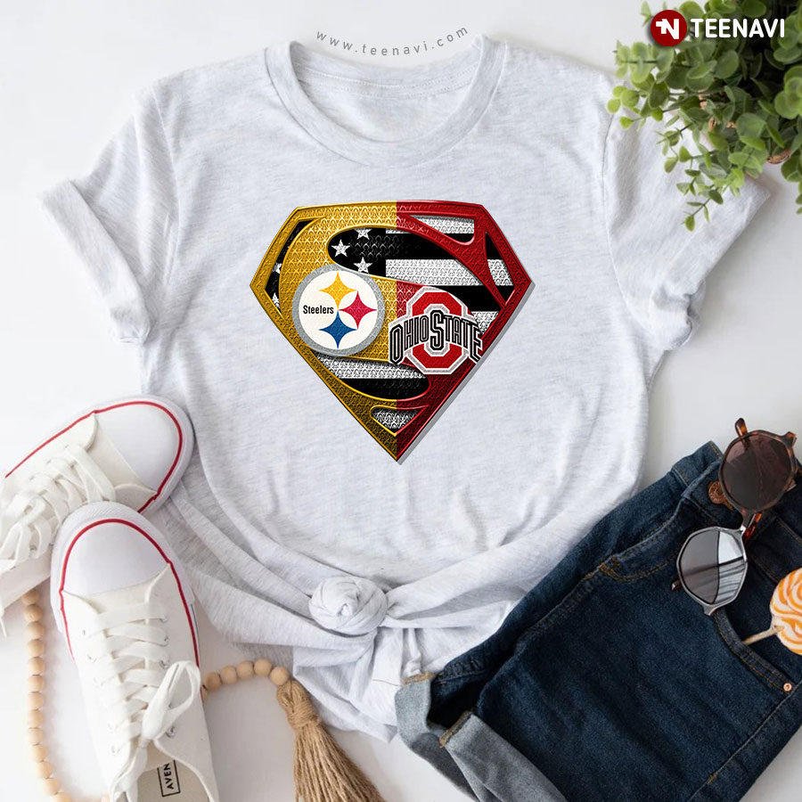 Pittsburgh Steelers And Ohio State Buckeyes Superman T-Shirt