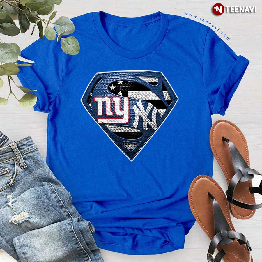 New York Giants And New York Yankees Superman T-Shirt
