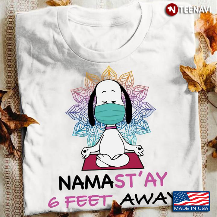Snoopy Face Mask Namaste Namast'ay 6 Feet Away