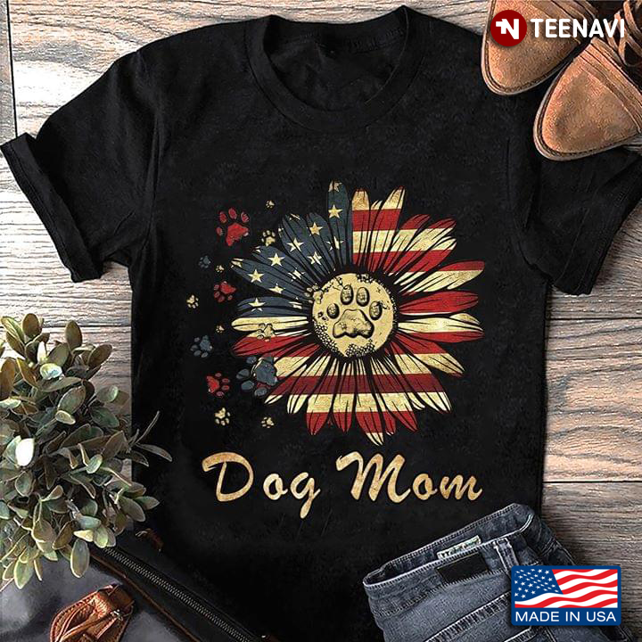 Sunflower American Flag Dog Mom