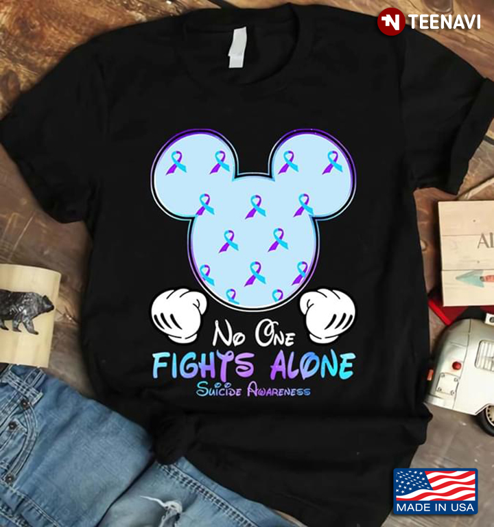 No One Fights Alone Suicide Awareness Mickey Mouse