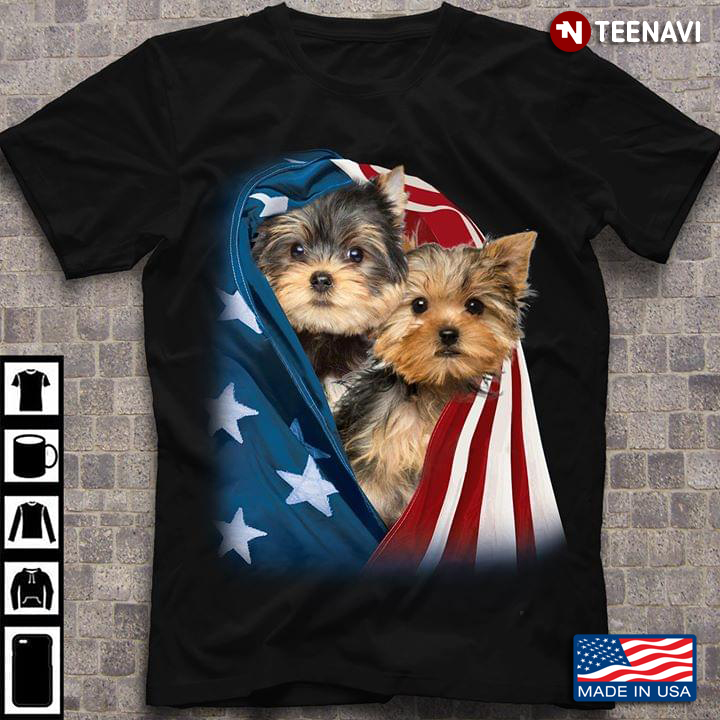 Yorkshire Terrier With Flag 4th Of July American Independent Day