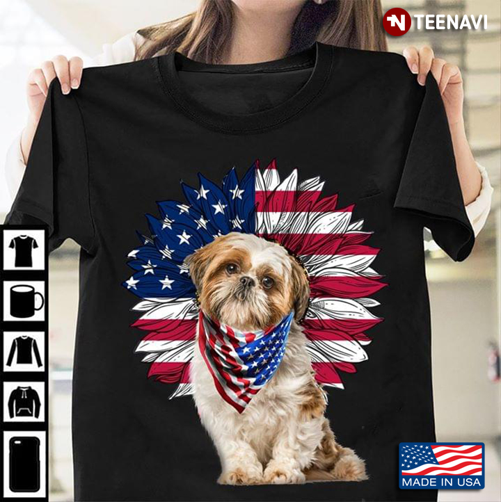 Shih Tzu American Flag 4th Of July American Independence Day