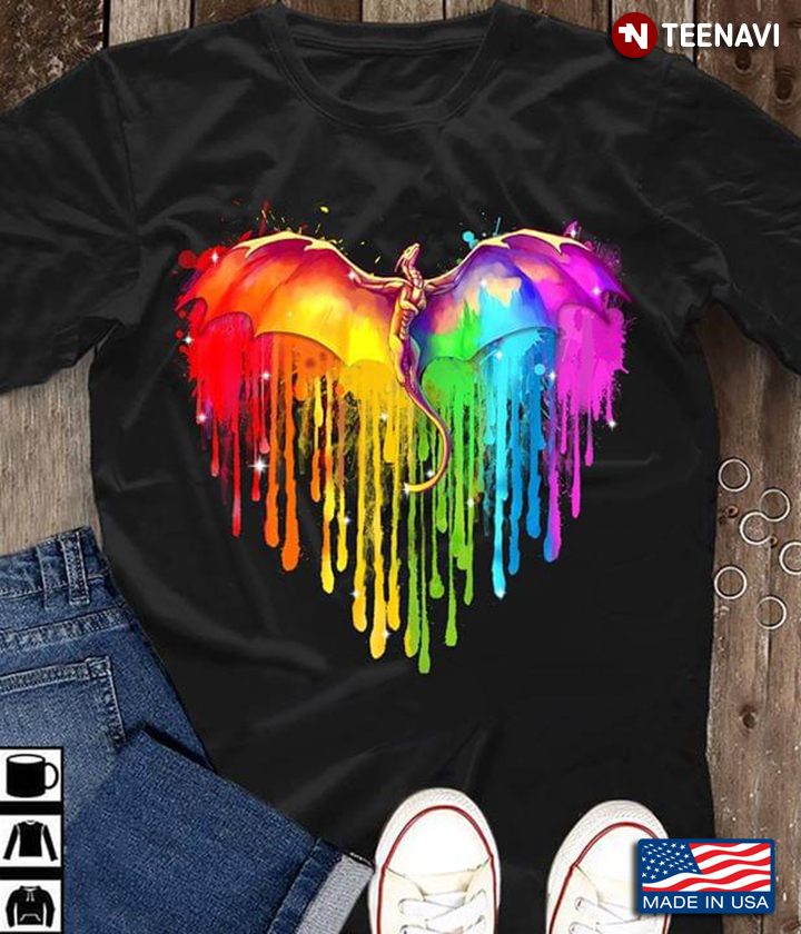 Dragon Watercolor Heart LGBT Pride