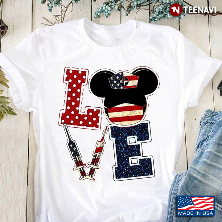 Mickey Mouse Nurse American Flag Love