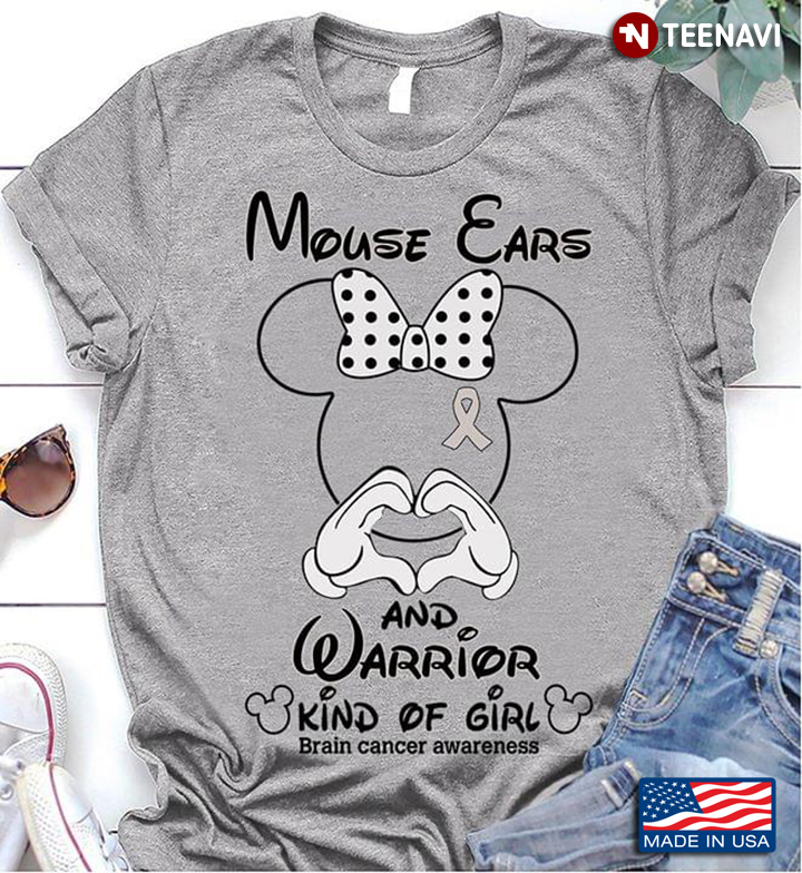 Mickey Mouse Ears And Warrior Kind Of Girl Brain Cancer Awareness