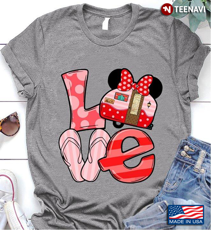 Love Camping Flip Flops Minnie Mouse