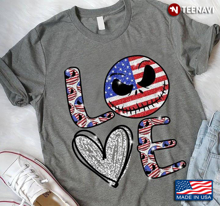 Love Jack Skellington American Flag T-Shirt