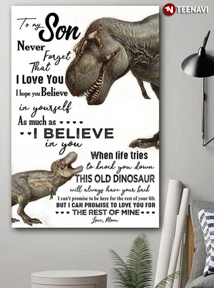 Dinosaur Mom & Son To My Son Never Forget That I Love You I Hope You Believe In Yourself