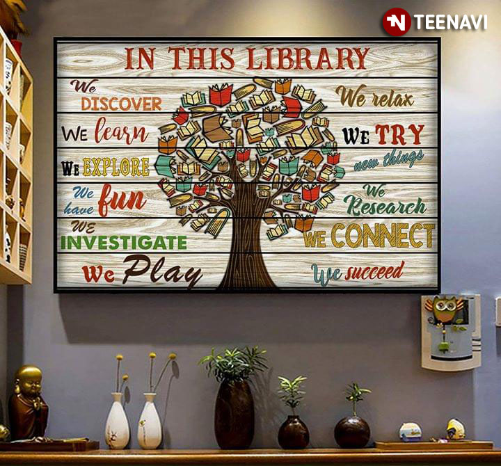 Tree With Books In This Library We Discover We Learn We Relax We Try