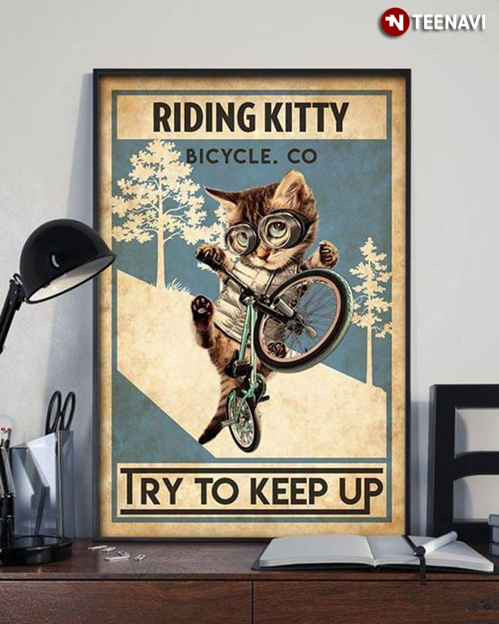 Vintage Riding Kitty Bicycle. Co Try To Keep Up