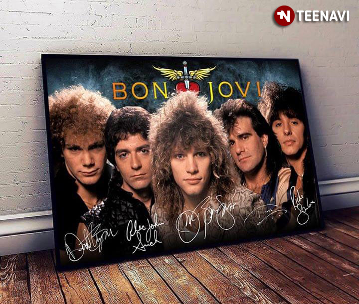 Bon Jovi Members With Signatures