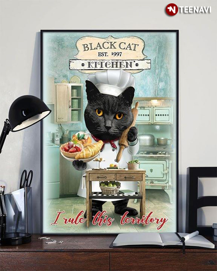 Vintage Black Cat Kitchen Est.1997 I Rule This Territory