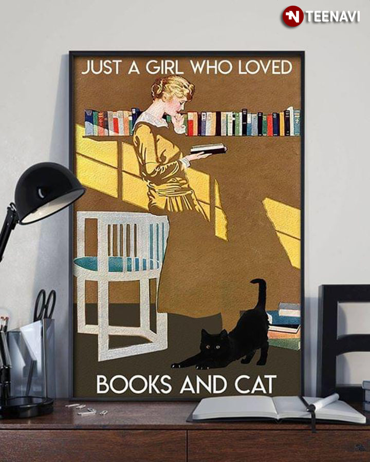 Vintage Girl Reading Book Just A Girl Who Loved Books And Cat