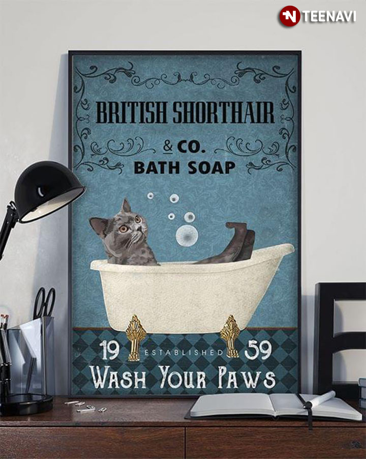Vintage British Shorthair & Co. Bath Soap Established 1959 Wash Your Paws