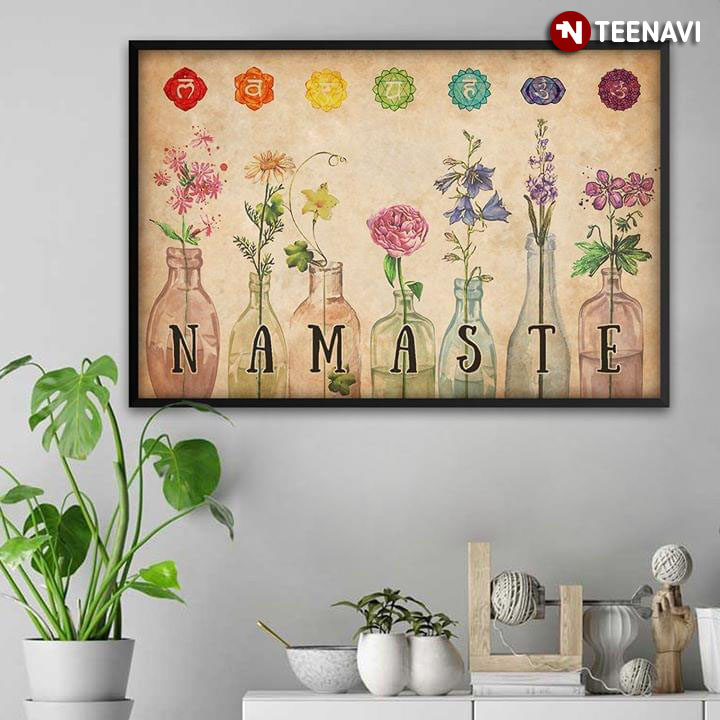 Yoga Namaste Colourful Flowers In Mason Jars