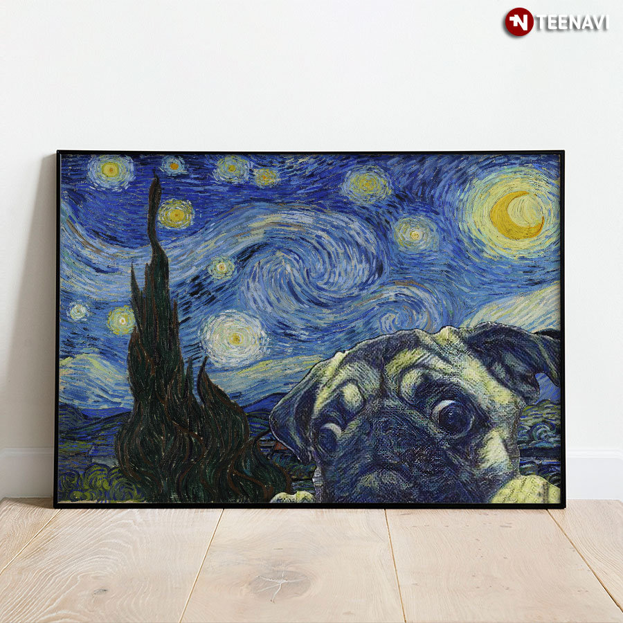 New Version Pug In The Starry Night Vincent Van Gogh