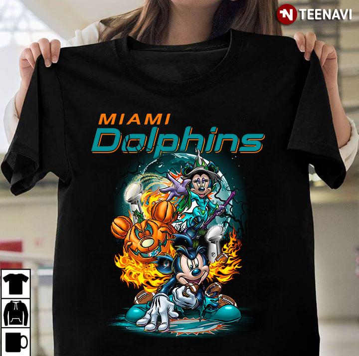 Mickey Mouse Pumpkin Halloween Vince Lombardi Trophy Miami Dolphins T-Shirt