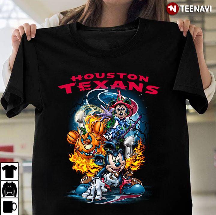 Mickey Mouse Pumpkin Halloween Vince Lombardi Trophy Houston Texans T-Shirt