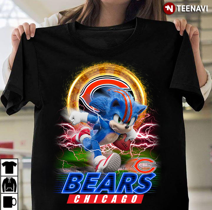 Ultra Sonic The Hedgehog Playing Rugby Football Chicago Bears