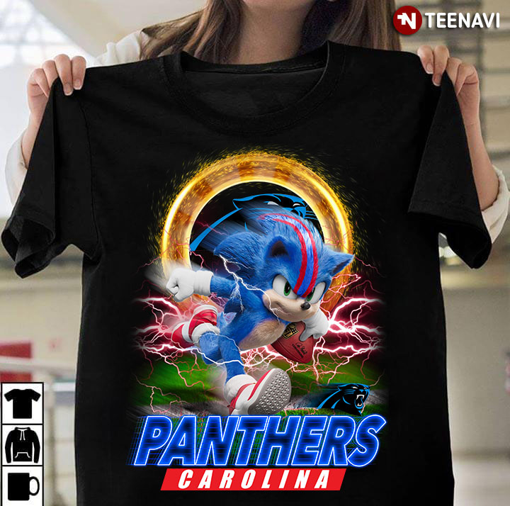 Ultra Sonic The Hedgehog Playing Rugby Football Carolina Panthers