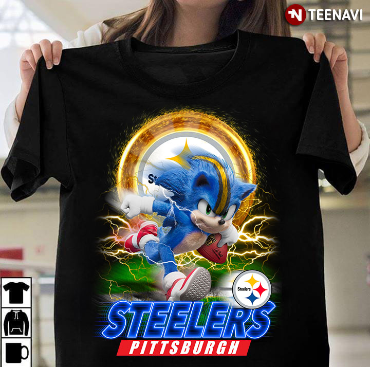 Ultra Sonic The Hedgehog Playing Rugby Football Pittsburgh Steelers