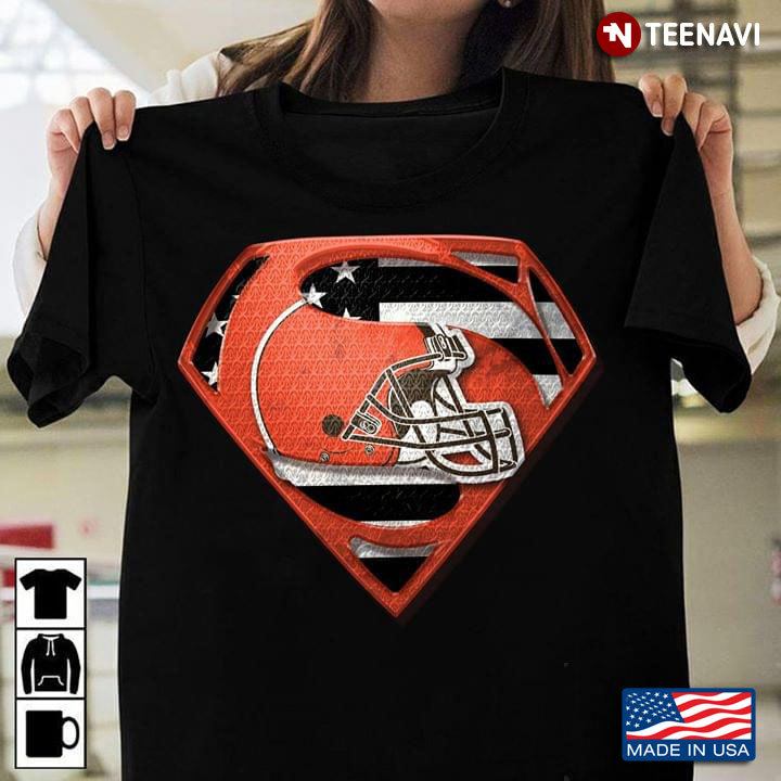 Cleveland Browns Superman American Flag The 4th Of July T-Shirt - TeeNavi