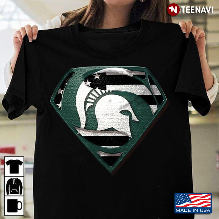 Michigan State Spartans Superman American Flag The 4th Of July