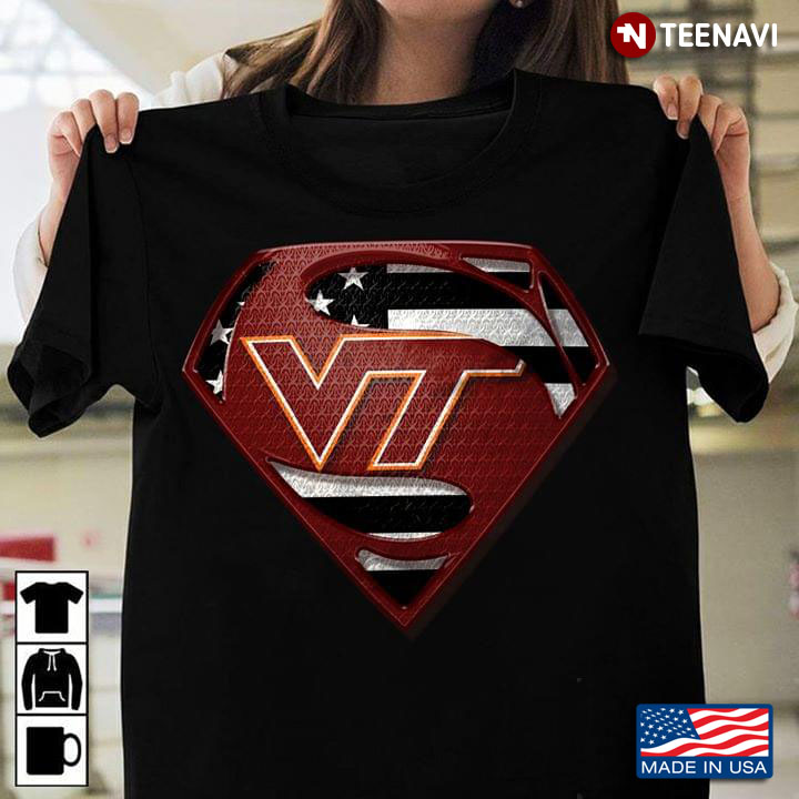 Virginia Tech Hokies Superman American Flag The 4th Of July