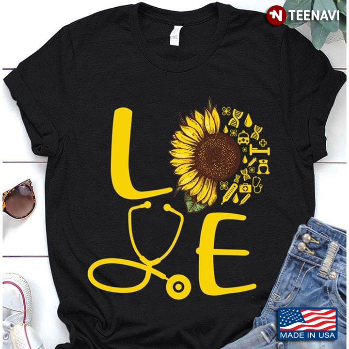 Love Sunflower Stethoscope Nurse