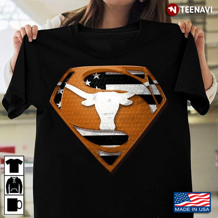 Texas Longhorns Superman American Flag The 4th Of July