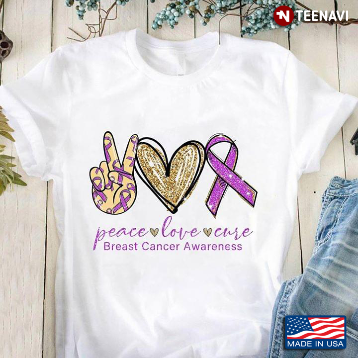 Peace Love Cure Breast Cancer Awareness New Version