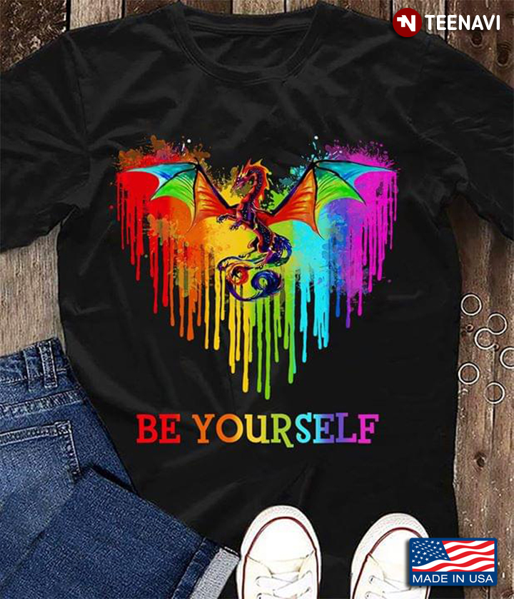 Dragon Heart Watercolor Be Yourself LGBT Pride