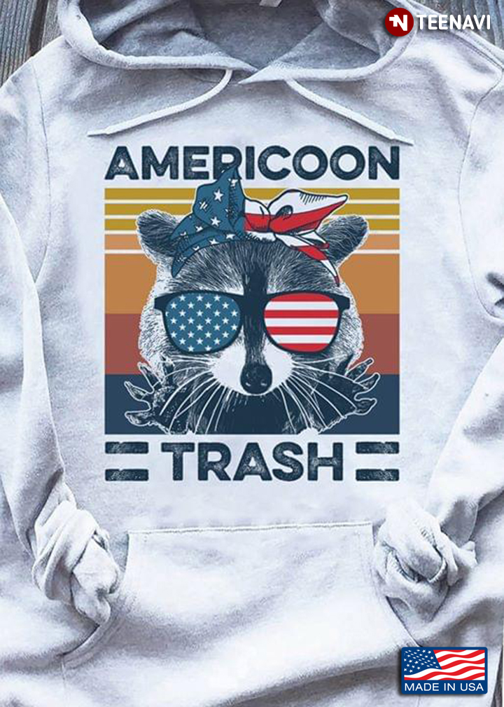 Raccoon Bandana Sunglasses American Flag  Americoon Trash Vintage