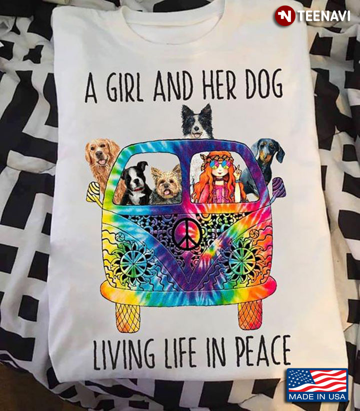 A Girl And Her Dog Living Life In Peace Hippie Bus