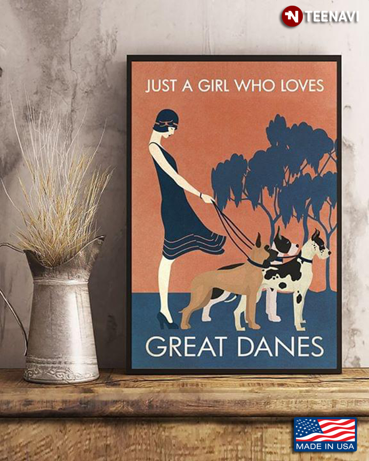 Vintage Girl Just A Girl Who Loves Great Danes