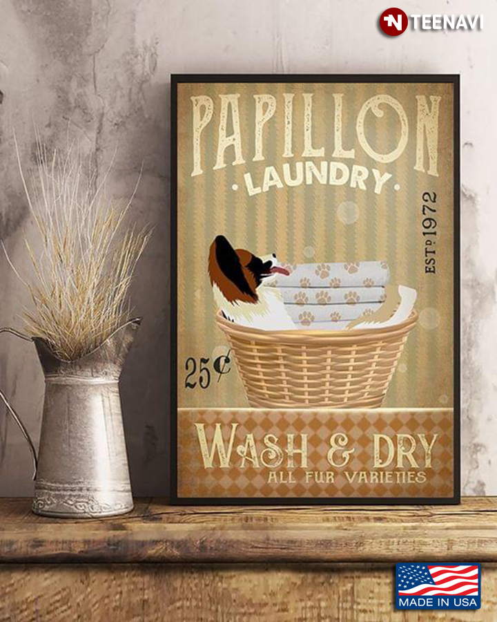 Vintage Papillon Laundry Est. 1972 Wash & Dry All Fur Varieties