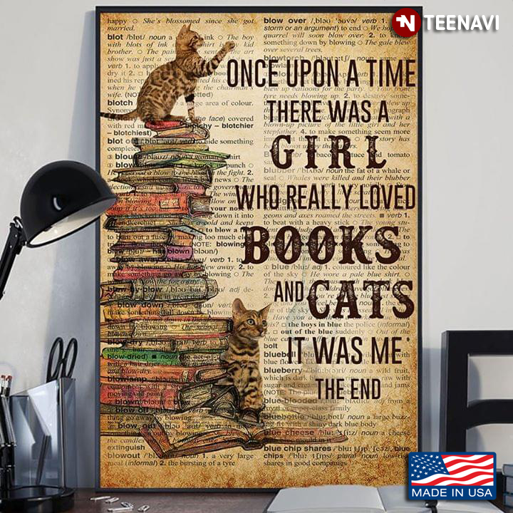 Dictionary Theme Blotch Cat Once Upon A Time There Was A Girl Who Really Loved Books And Cats