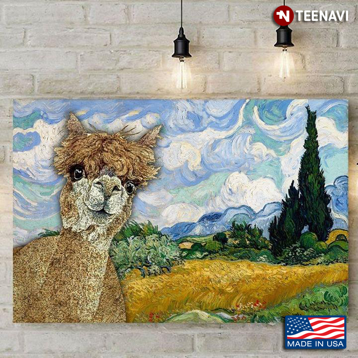 Alpaca In Wheat Field With Cypresses Vincent Van Gogh
