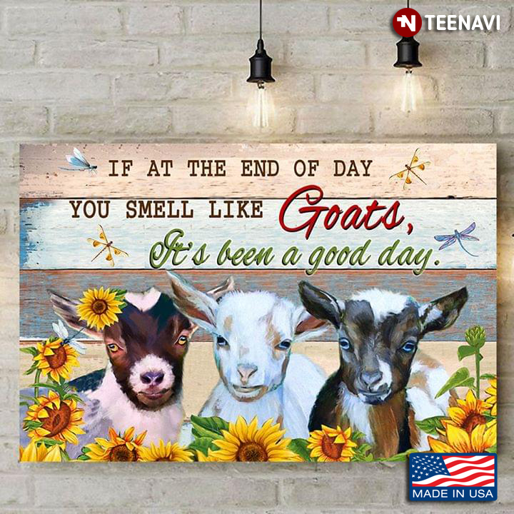 Cute Baby Goats With Sunflowers And Dragonflies If At The End Of Day You Smell Like Goats It’s Been A Good Day