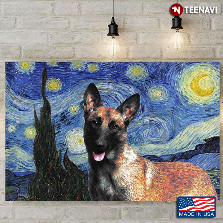 German Shepherd In The Starry Night Vincent Van Gogh