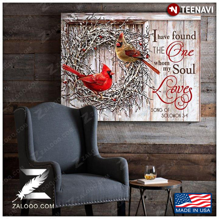 Cardinals & Mistletoe Wreath Song Of Solomon 3:4 I Have Found The One Whom My Soul Loves