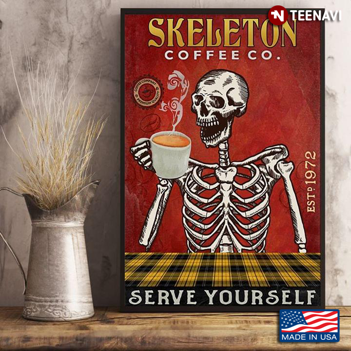 Vintage Skeleton Coffee Co. Est. 1972 Serve Yourself