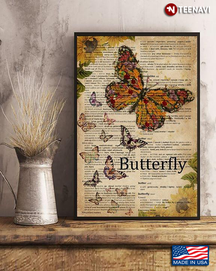 Dictionary Theme Butterflies And Sunflowers Butterfly