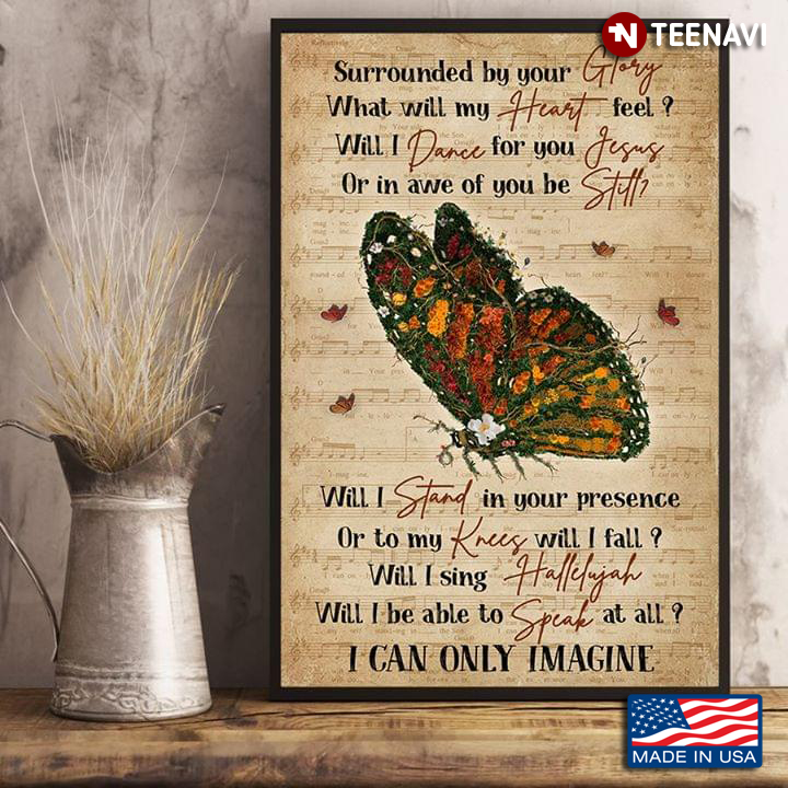 Vintage Sheet Music Theme Butterflies MercyMe I Can Only Imagine Lyrics Surrounded By Your Glory